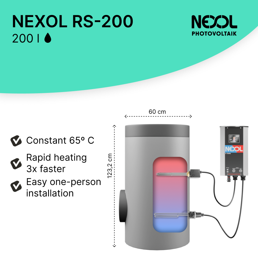 200L solar energy boiler for residential use – Caldera solar de 200L para uso residencial