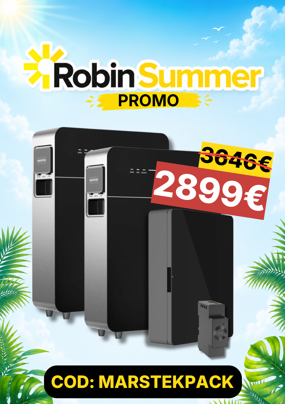 Promotional advertisement for Robin Summer air conditioning units with a price tag and promotional text.