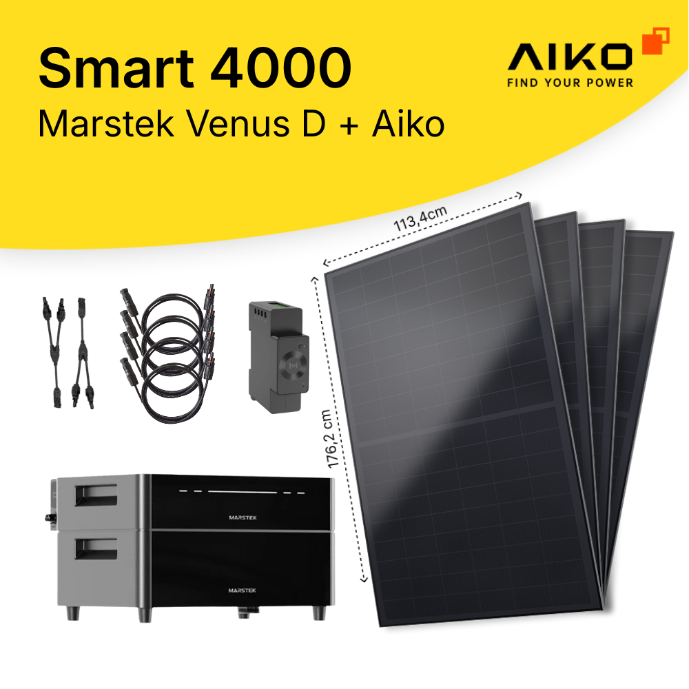 Smart 4000 Hybrid Solar Kit (4× Aiko Neostar 3S 475Wp + Marstek Venus D 2.56 kWh, Basic, No Mount)